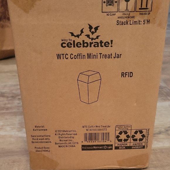 Black Skeleton Coffin Treat Jar Holiday/ Halloween Decor NWT - Picture 7 of 7